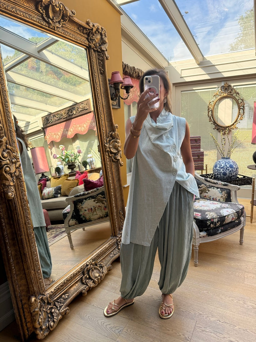 Soraya Asymmetric Tunic in Sage Green