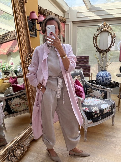 Serafina Linen Opera Coat in Lilac