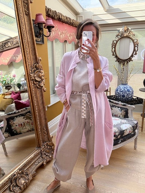 Serafina Linen Opera Coat in Lilac