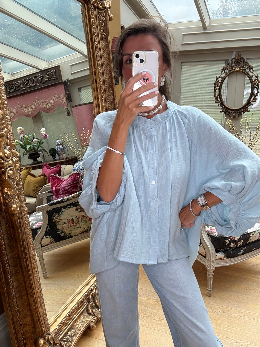 Lorenzo Artist's Blouse in Blue