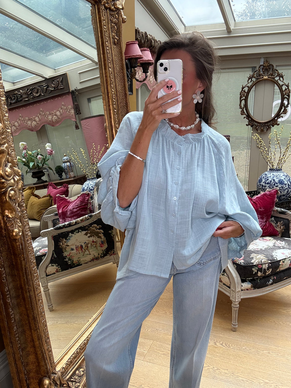 Lorenzo Artist's Blouse in Blue