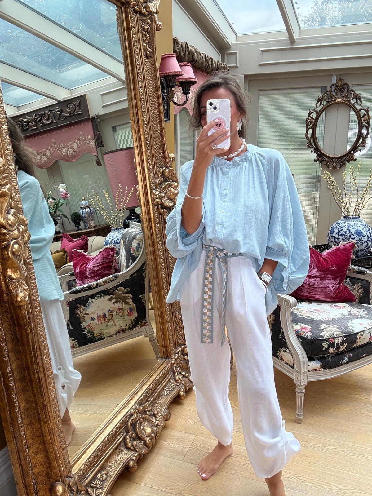 Lorenzo Artist's Blouse in Blue