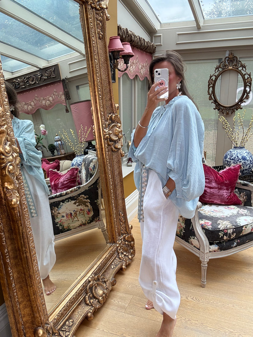 Lorenzo Artist's Blouse in Blue