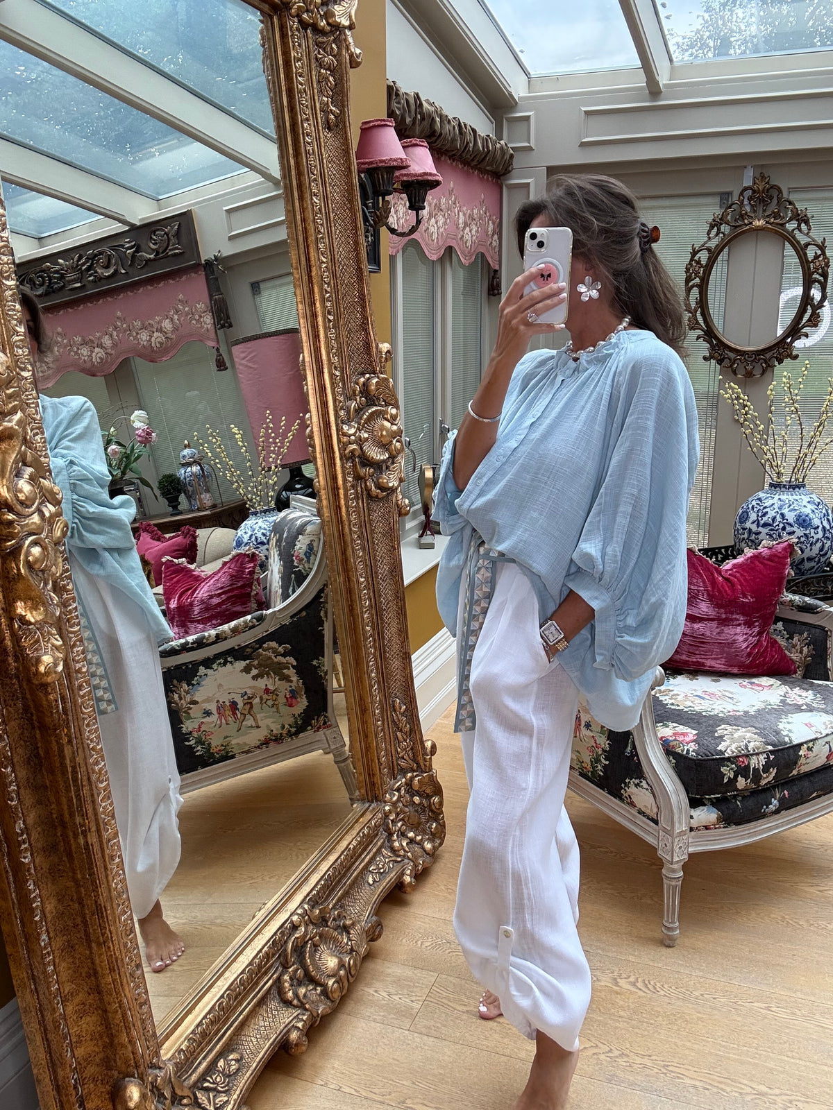 Lorenzo Artist's Blouse in Blue