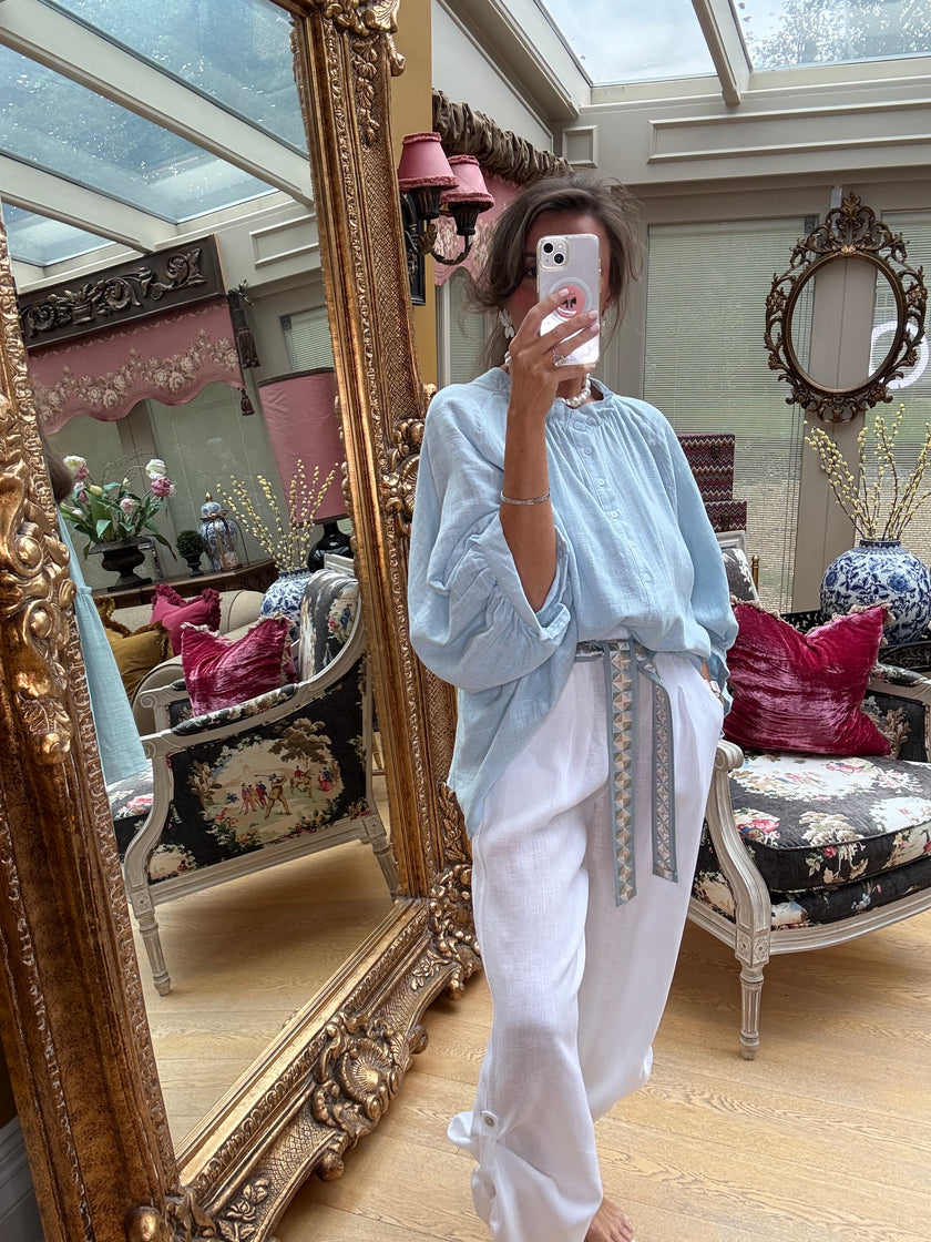 Lorenzo Artist's Blouse in Blue