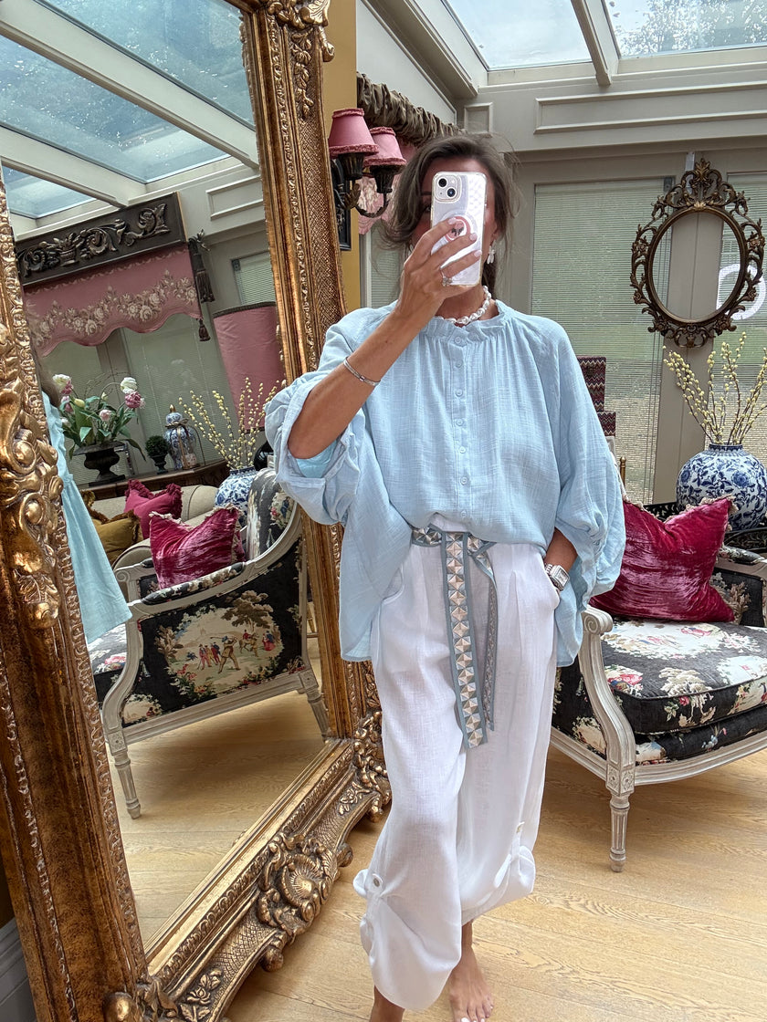 Lorenzo Artist's Blouse in Blue