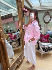 Palm Embroidered Shirt in Pink