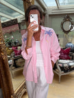 Palm Embroidered Shirt in Pink