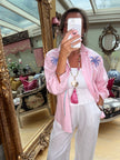 Palm Embroidered Shirt in Pink