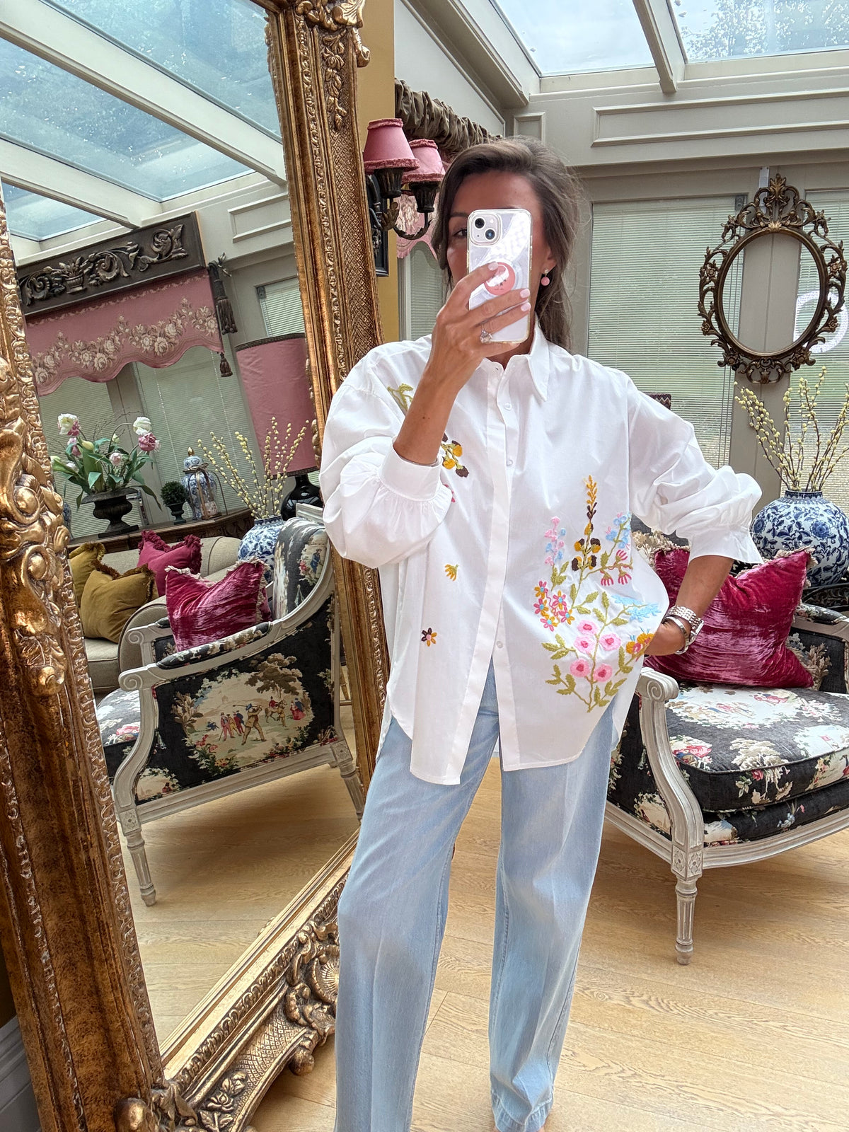 Helena Floral Embroidered Shirt