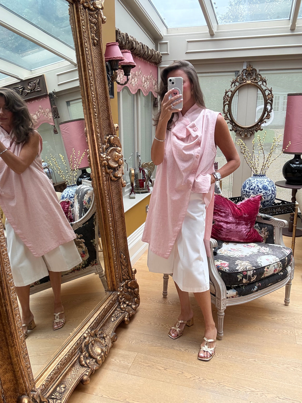 Soraya Asymmetric Tunic in Coral Pink