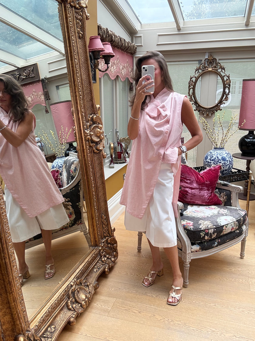 Soraya Asymmetric Tunic in Coral Pink