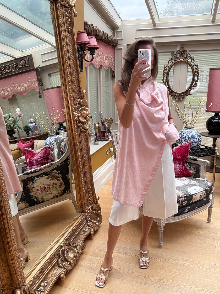 Soraya Asymmetric Tunic in Coral Pink