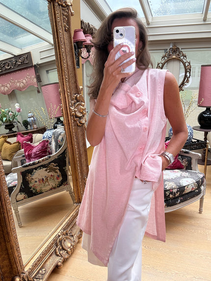 Soraya Asymmetric Tunic in Coral Pink