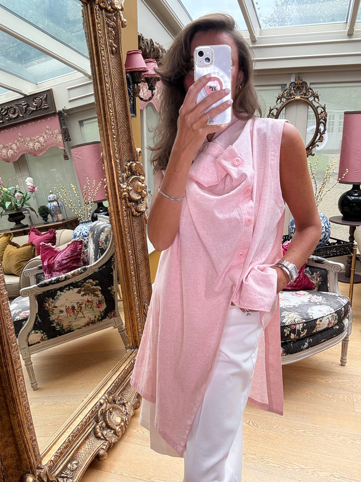 Soraya Asymmetric Tunic in Coral Pink