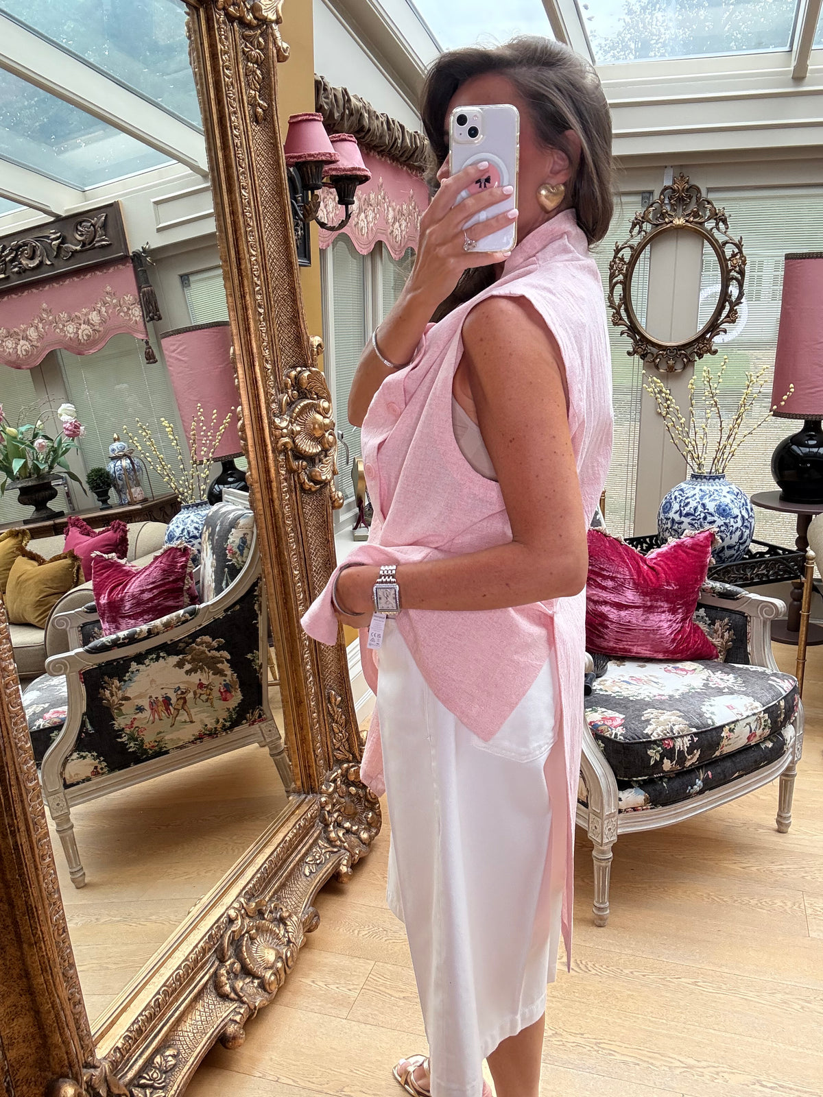 Soraya Asymmetric Tunic in Coral Pink
