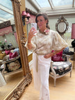 Iris Puffed Sleeve Blouse in Beige
